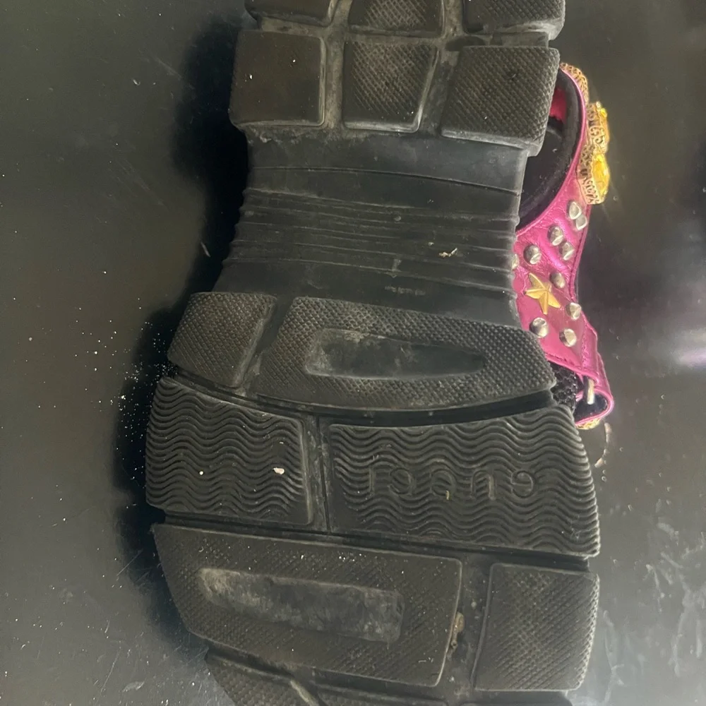 Gucci Black and Purple Sandals with Yellow Accents - Picture 3 of 6